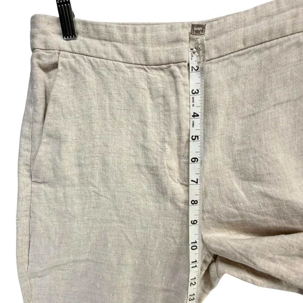 Banana Republic Lina Slim Linen Ankle Pants Womens 6 Beige‎ High Rise Minimalist